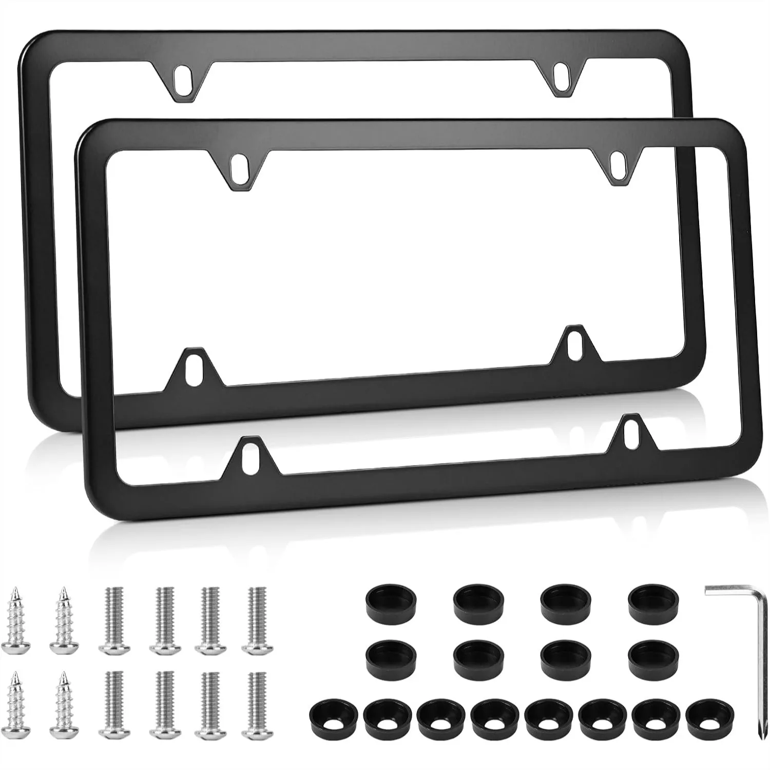 

Black License Plate Frame for US Vehicles, 2 Pack Stainless Steel with Screws