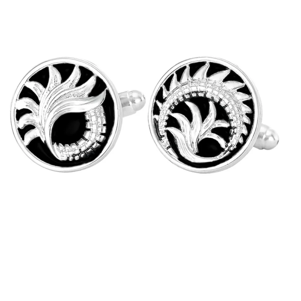 Exquisite Dragon Pattern Three-dimensional Carved Cufflinks Men's Silver Retro Business Cuff Nail Shirt Cufflinks