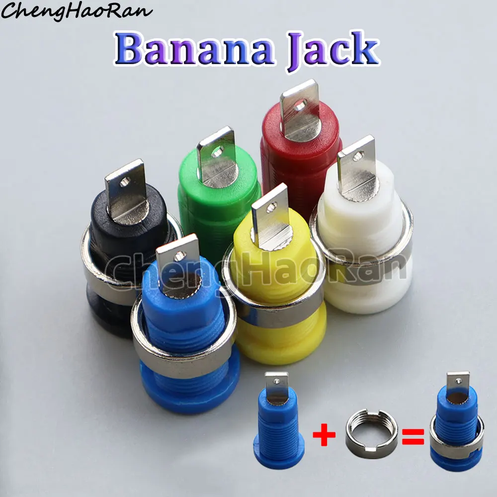 2/5 Pcs 4mm Banana Jack Female Panel Mount Banana Socket Binding Post Adapter For 4MM Banana Plug Connector Repair Replace Parts