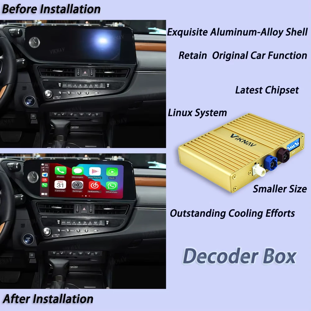 VIKNAV Linux Decoder Box For 12.3 Inch Lexus ES 2021 2022 Navigation Linux Interface Multimedia Player