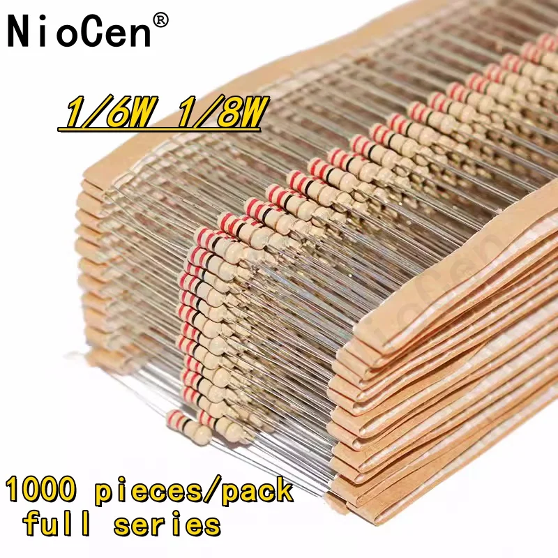 （1000pcs/pack ）1/6W 1/8W 10R 1K 4.7K 10K 0 Ω~22M Full series carbon film resistors piecesLarge quantity and competitive price