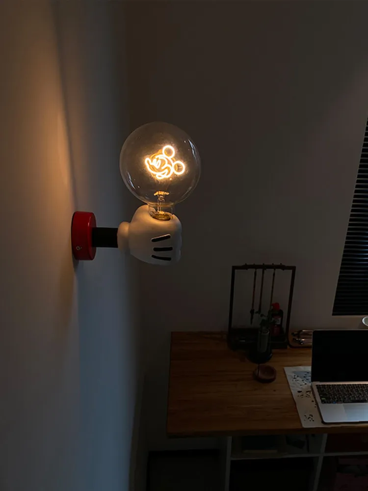 Cartoon Minimalist Wall Lamp Handheld Night Light for Kids Room Bedroom Creative Bedside LED Light Plastic White wall lights