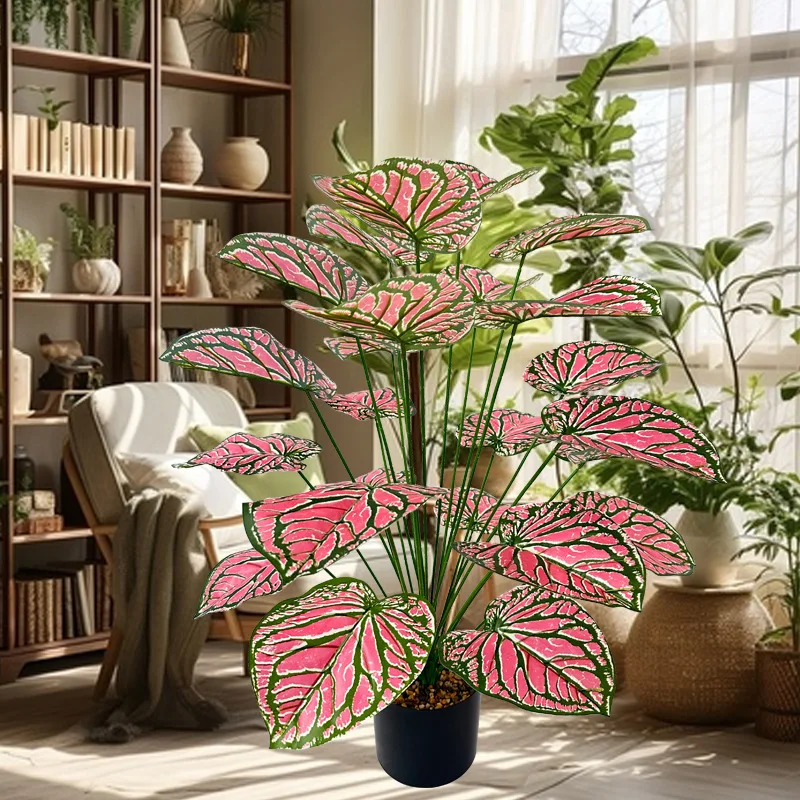 1 Uds. Plantas artificiales rosas realistas de 60-80CM 12/24 hojas grandes adecuadas para decoración de hogar y oficina en las cuatro estaciones adecuadas