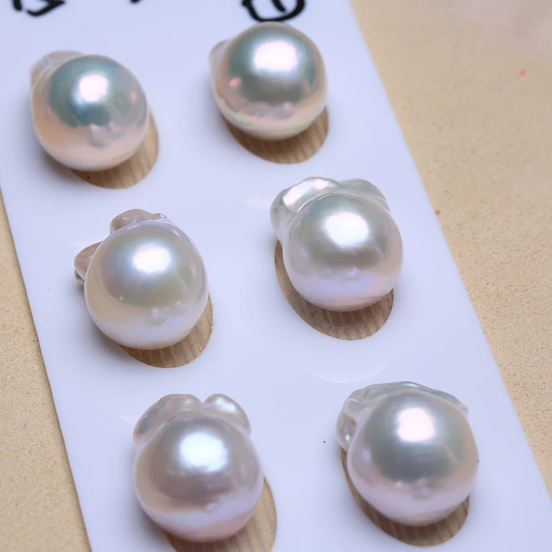 Wholesale Natural freshwater Baroque aurora color profile-shaped pearl naked bead Loose bead DIY Earrings jewelry 15-20mm Bg