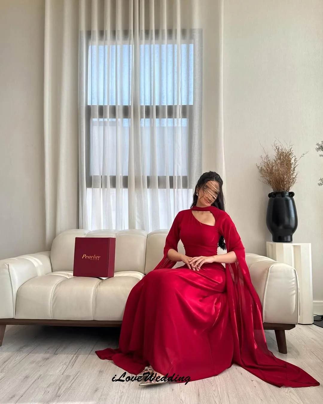 

Customized Red Chiffon Prom Dresses 2025 Long Sleeveless Elegant Wedding Party Dress Cut-Out Formal Gowns For Women Floor Length