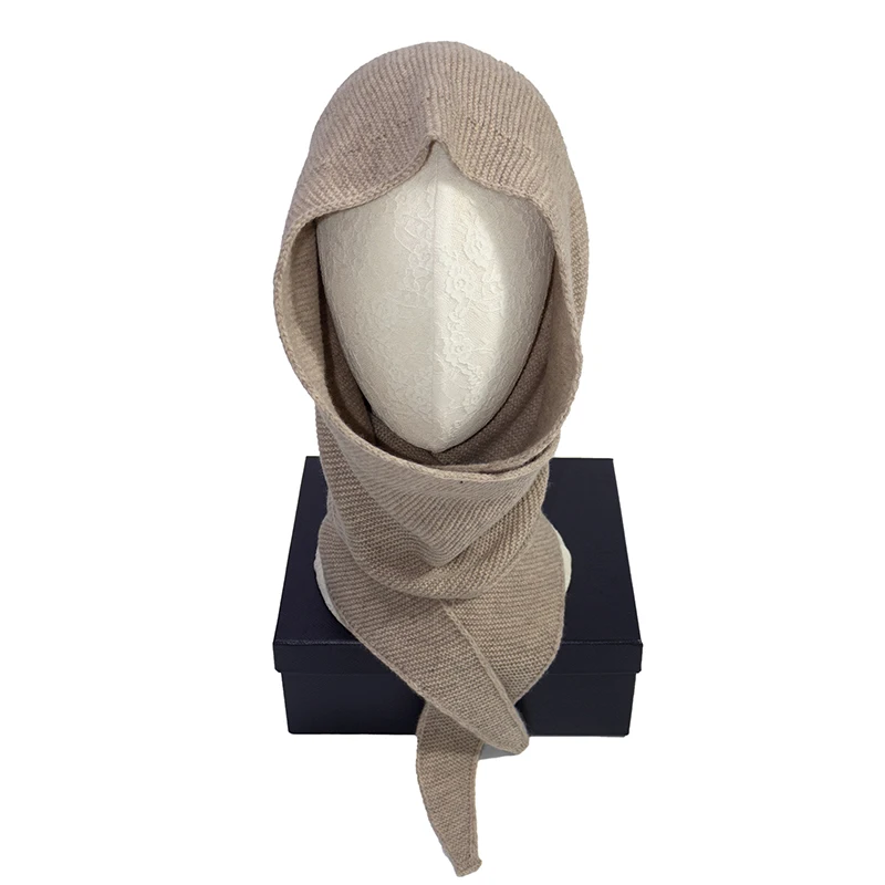 

Winter Hat Scarf Hood Women Wool Knit Bomber Beanie Warm Accessory For Cold Weather Autumn Outdoor Skiing Sports