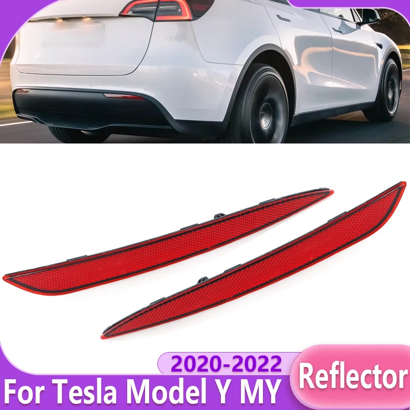 Car Rear Bumper Reflector Lamp Brake Light Reflective Strip Warning Lamp For Tesla Model Y MY 2020-2022 149581700C 149581800C