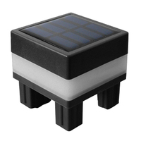 Outdoor Garden Street LED Light Solar Panel Pipe Pillar Post Square IP44 Waterproof Monocrystalline Cap Fence Lamp