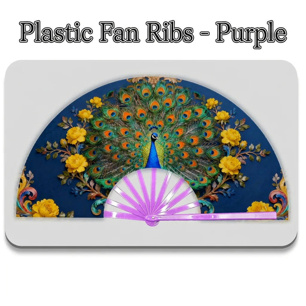 Large Folding Hand Fan Decorative PP Plastic Frame Peacock Print Cooling Fan Satin Fabric Fan For Outdoor Activities Party Daily