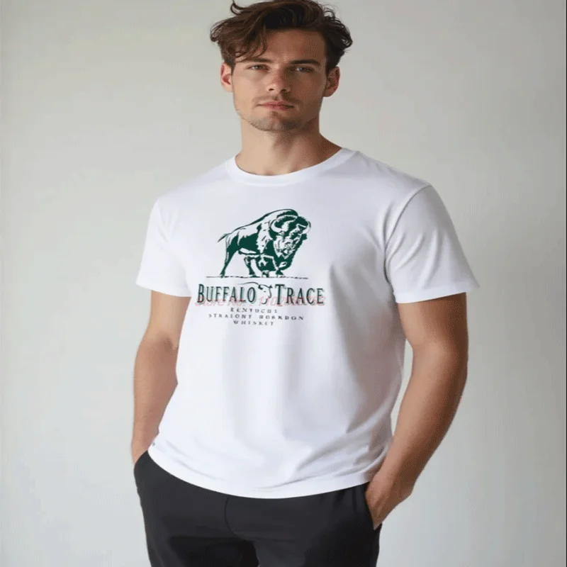 Mens Tops Tee Cool Gift Personality T-Shirt Buffalo Trace Distillery In Frankfort Bourbon Whiskey Cotton Graphic T Shirts