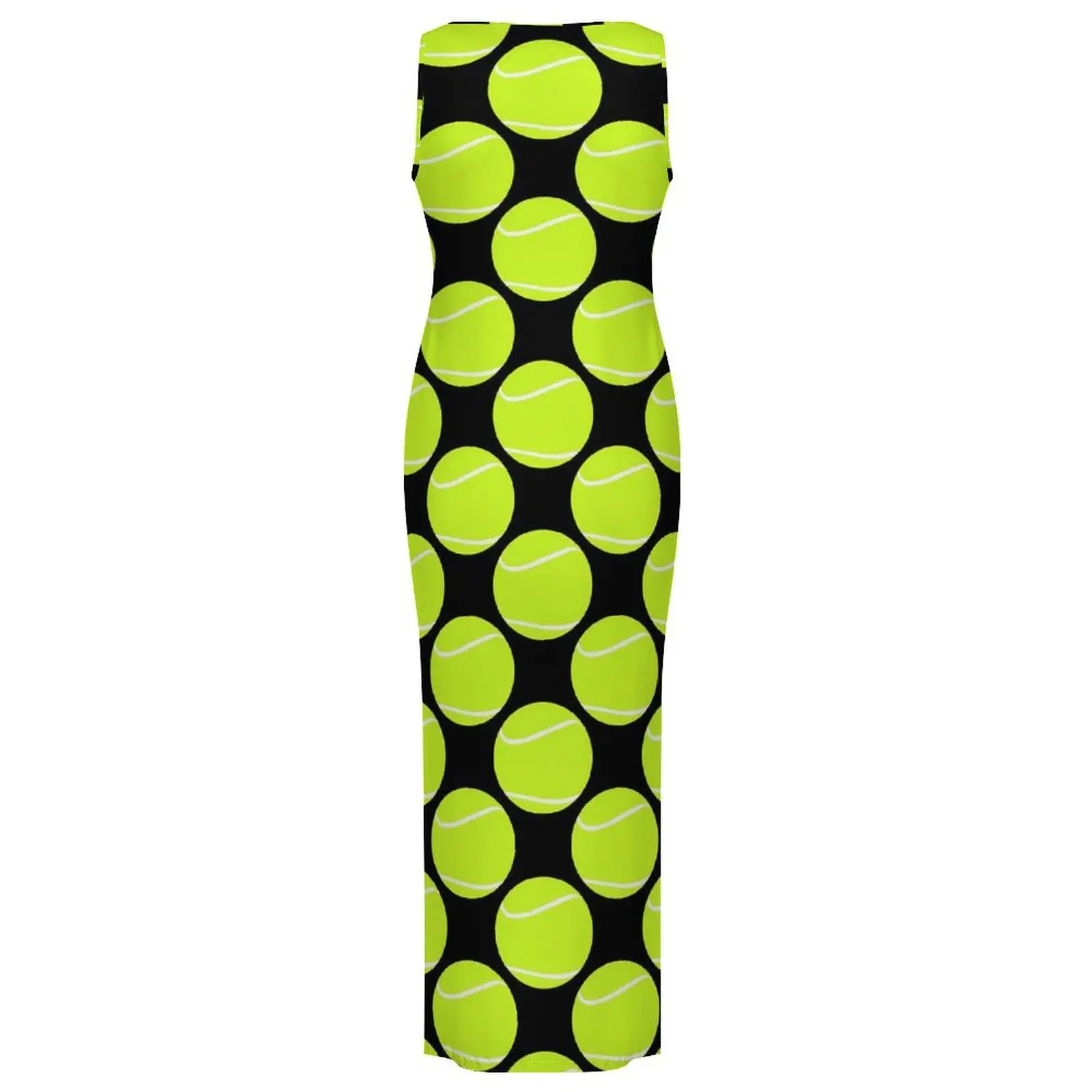 Tennis Ball Bodycon Dress Holiday Tennis Player Club Sexy Maxi Dresses Ladies Sleeveless Design Street Wear Dress Big Size 4XL