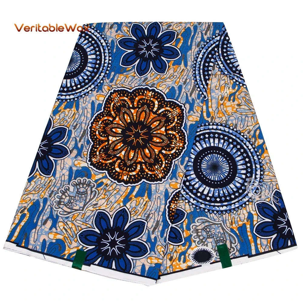 Veritable Real Wax New Original African Wax Print Fabric Wholesale Comfortable Soft 100% Cotton Tissue Ankara Gild Fabric A-50