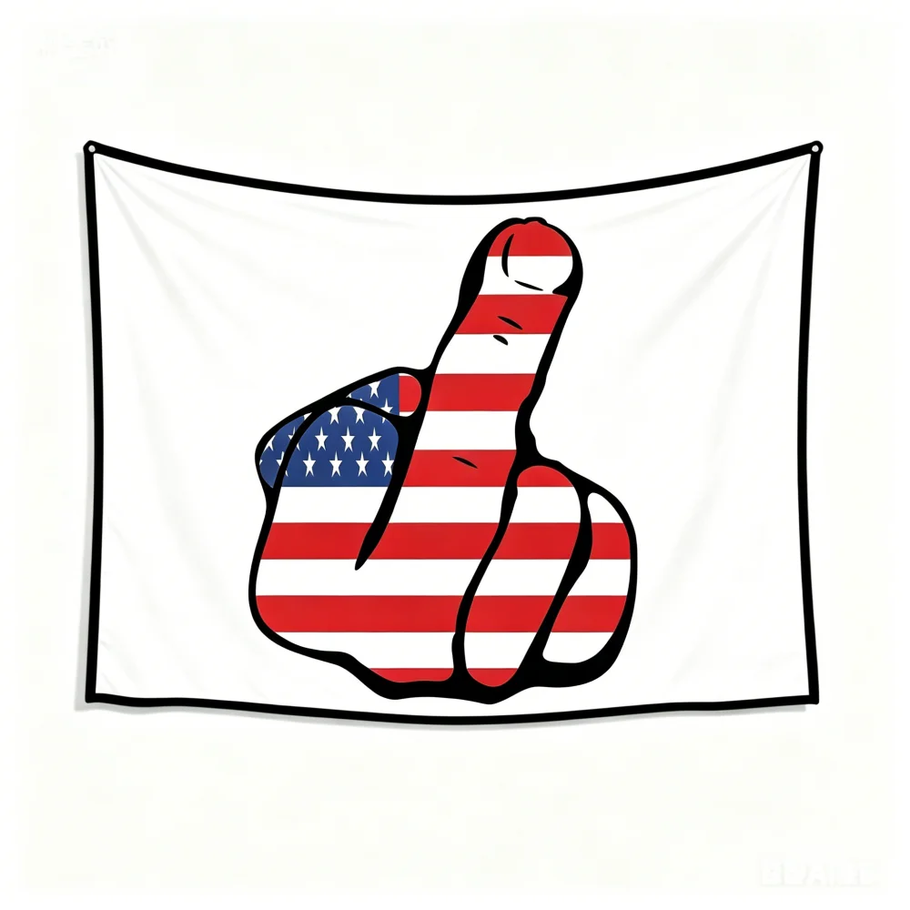 USA Flag Middle Finger Tapestry Funny Patriotic Wall Hanging for Bedroom Living Room Decor