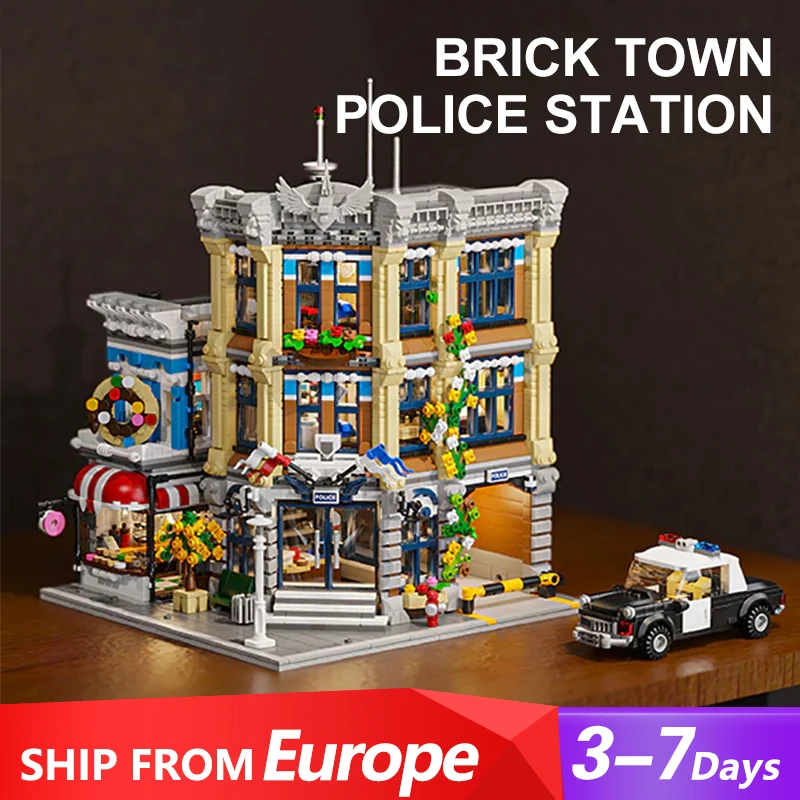 Brick Town Police Station House 6 figures Buildings Sets,City Apartment Store Model Modular Buildings Blocks Adults Gift 3200PCS