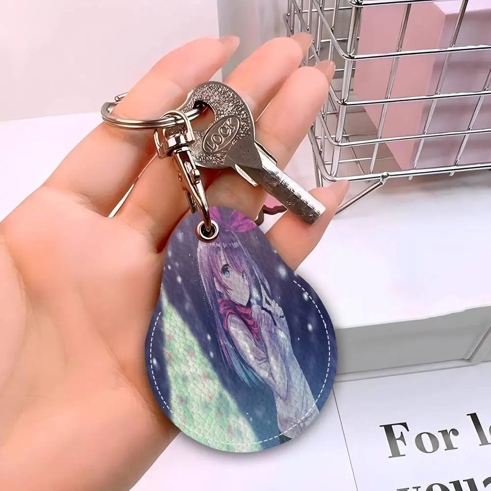 Kizuna AI Singer 1 قطعة حامل بطاقة جلدية مع حلقة رئيسية قطرة الماء على شكل مفتاح حافظة مفاتيح ملحقات قفل الباب #5