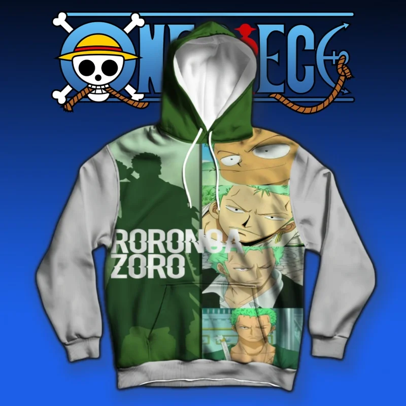 

One Piece Roronoa Zoro Anime Hoodie Fashion Classic Pattern Printing Autumn/Winter Hoodie Outdoor Hoodie Casual Street Clothing