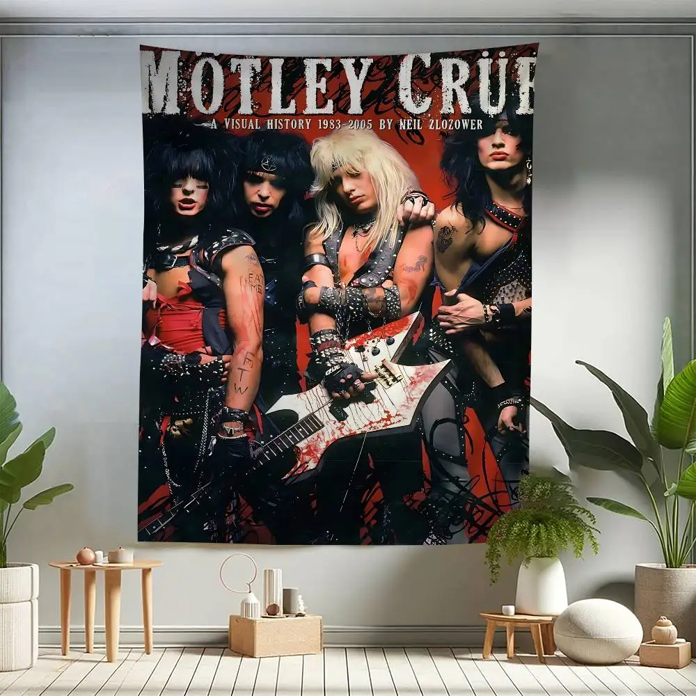 Gorgeous Rock M-motley C-crues Band DIY Wall Tapestry Hanging Tarot Hippie Wall Rugs Dorm INS Home Decor