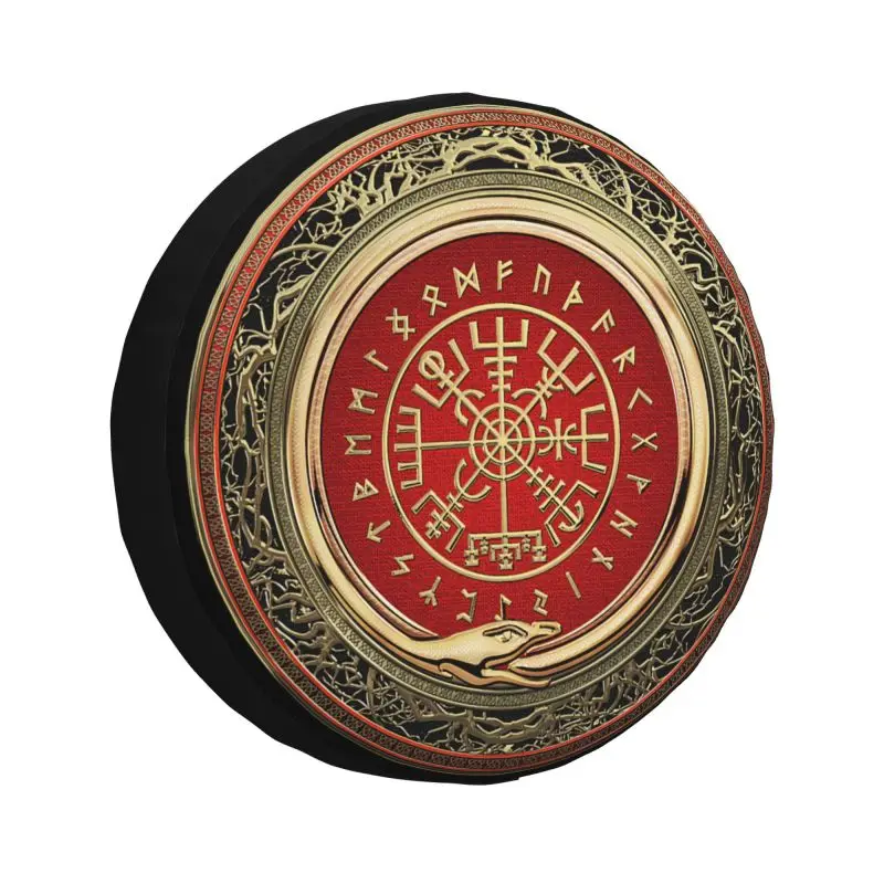 Gold Magic Viking Compass Spare Wheel Cover for Jeep Pajero 4WD SUV Custom Valhalla Vegvisir Runes Tire Protector 14