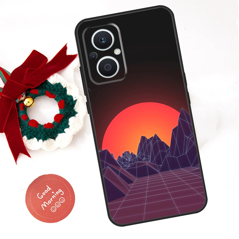 80S Vaporwave Retro Synthwave Sunset Case For OPPO Reno 8T 4Z 5Z 11F 10 11 Pro 5 6 7 8 Lite OPPO Find X2 X3 X6 Pro X5 Lite Cover