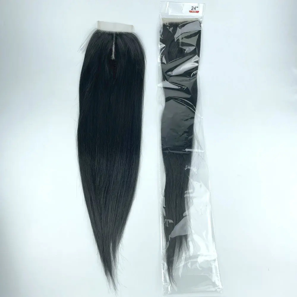 Adorable STW Synthetic Hair 4*4 T Part Lace Closure Longer 24 Inch Heat Resistant Fiber 4 By 4 Yaki Straight Single