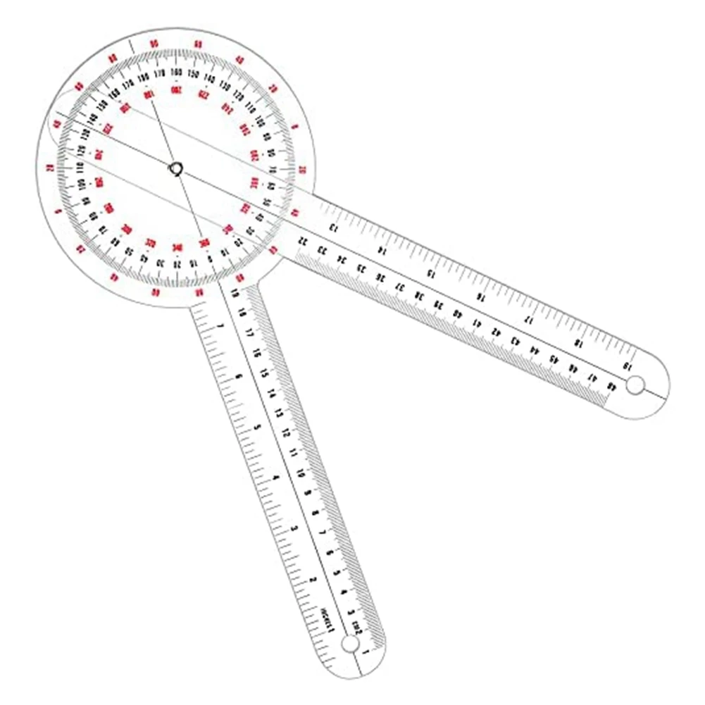 12-Inch Transparent Orthopedic Square Plastic Instrument 360-Degree Tape Toothed Ruler Measuring Square