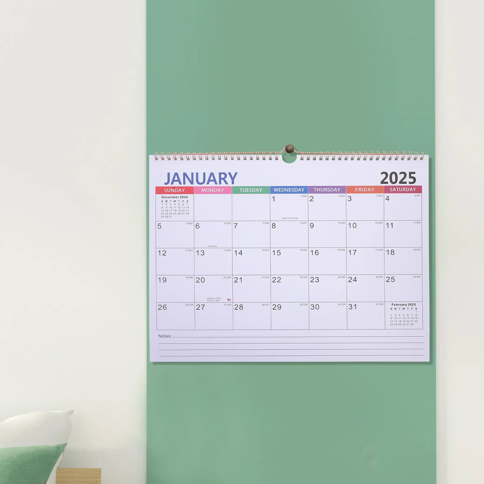 2025 2026 English Hanging Wall Calendar Schedule Notes Planner Large Monthly Yo Coil Daily Tear Off Pages Minimalist Office