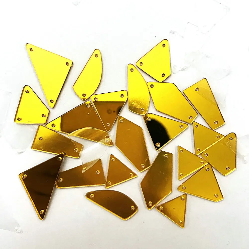 Yellow Golden Chanmpagne Clean Mirror Sewing Clothes Loose Beads Rhinestones For Sew on Dance Party Carnival Dress Accessories