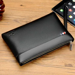 Men's Casual Business Large Capacity Clutch Leather Bag Men's Simple Commuter Leather Bag Fashion Envelope Leather Bag PU Materi