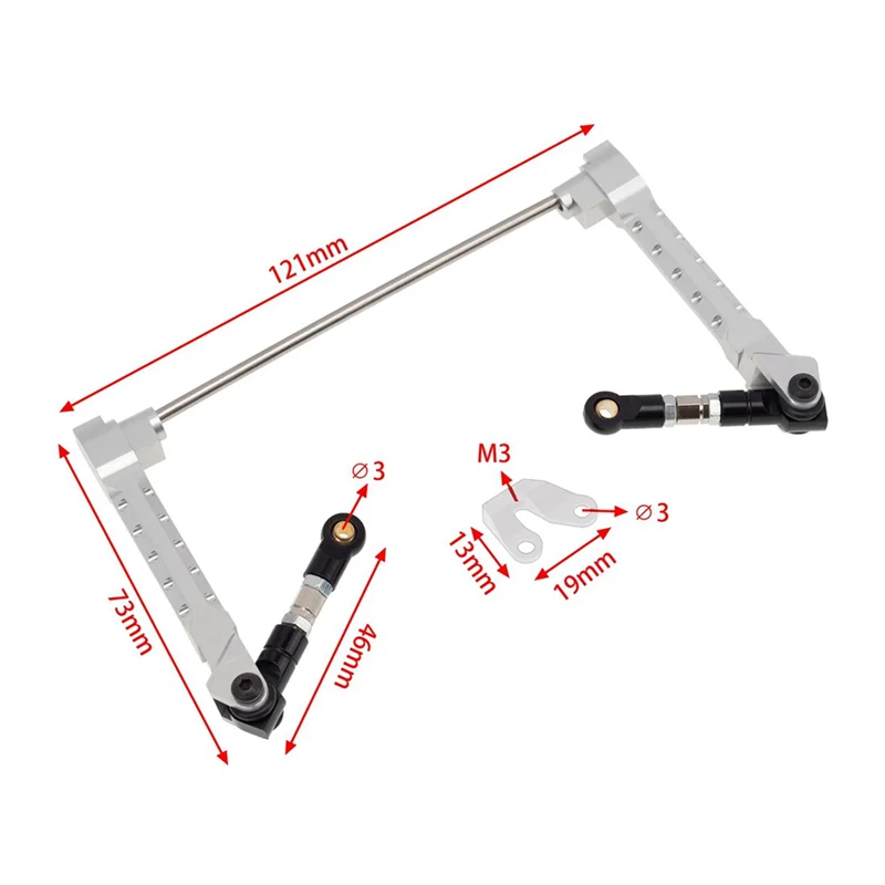 Barra do balanço de Rod da Anti-inclinação do metal para o carro da esteira rolante de RC, RR10 axial, 90048, 90053, YETI 90025, 90026, 90050, Wraith 90018, 1, 10