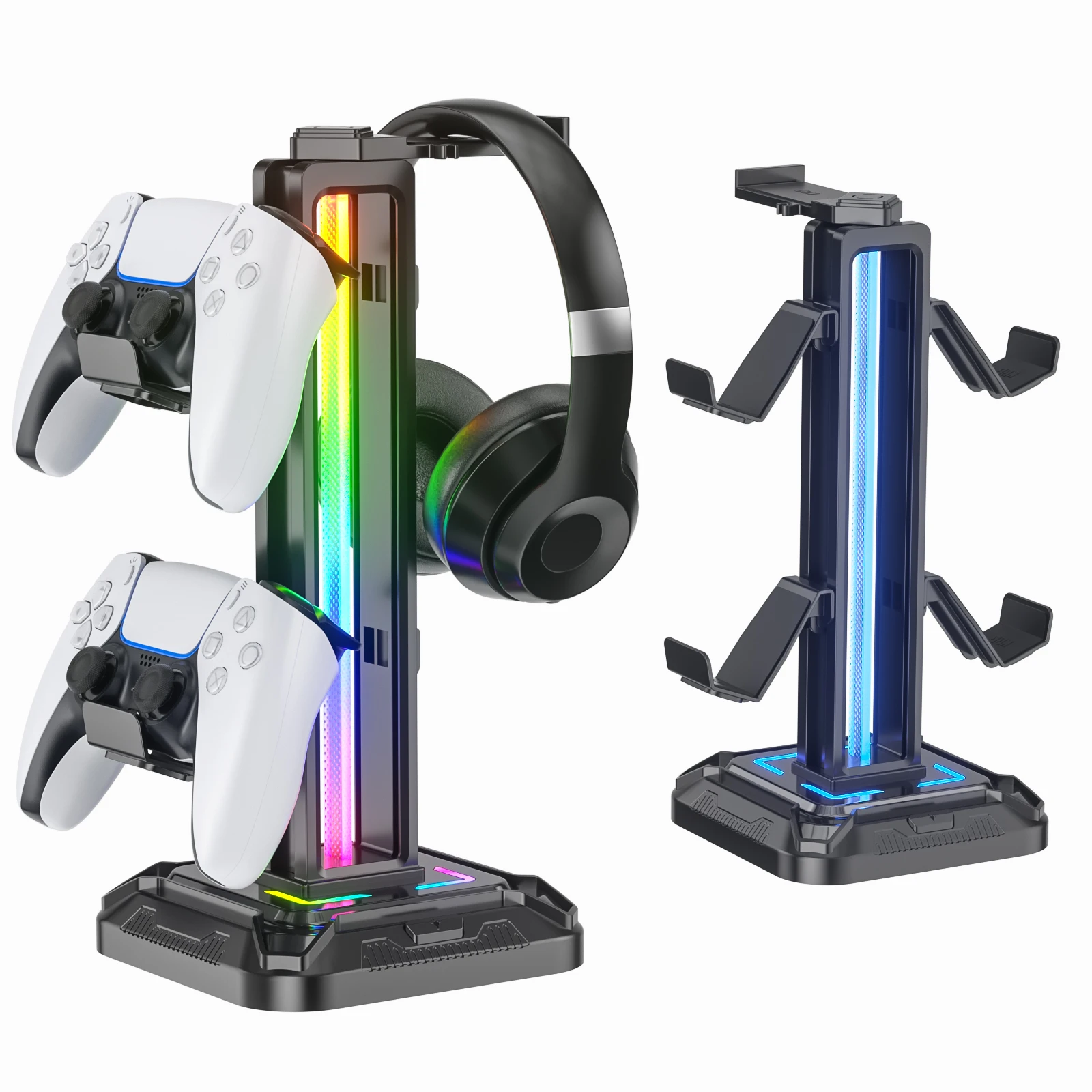 KDD RGB Headset Stand with 9 Light Modes Controller Holder for Desk Rotatable Headphone Stand & Detachable Controller Hook