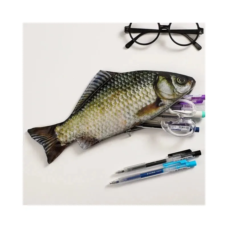 1pc Creative and Quirky Gift Simulated Fish Pen Bag Simulated Crucian Carp Stationery Bag