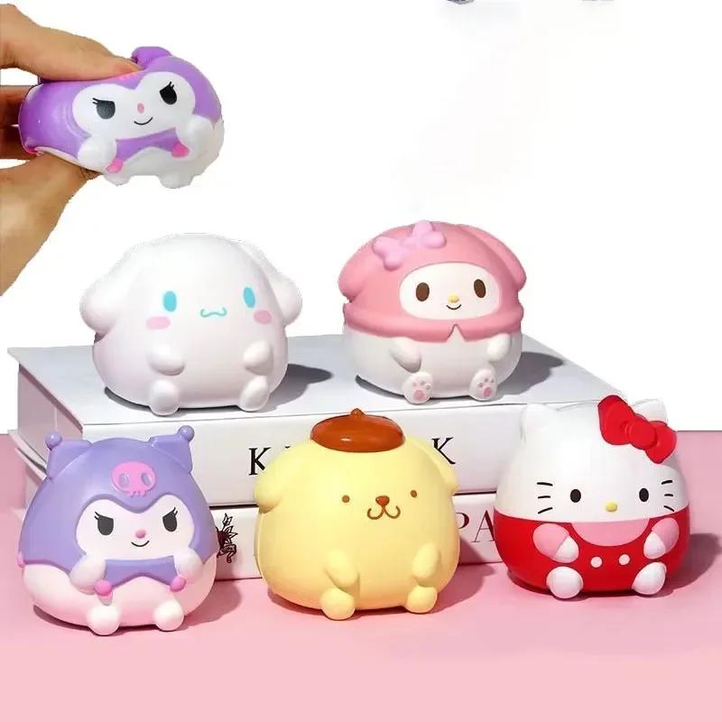 Kawaii Melody Decompression Sanrio Kuromi Cinnamoroll Stress Relief Squishy Anime Cartoon Hand Pinch Toy Healing Gift for Kids