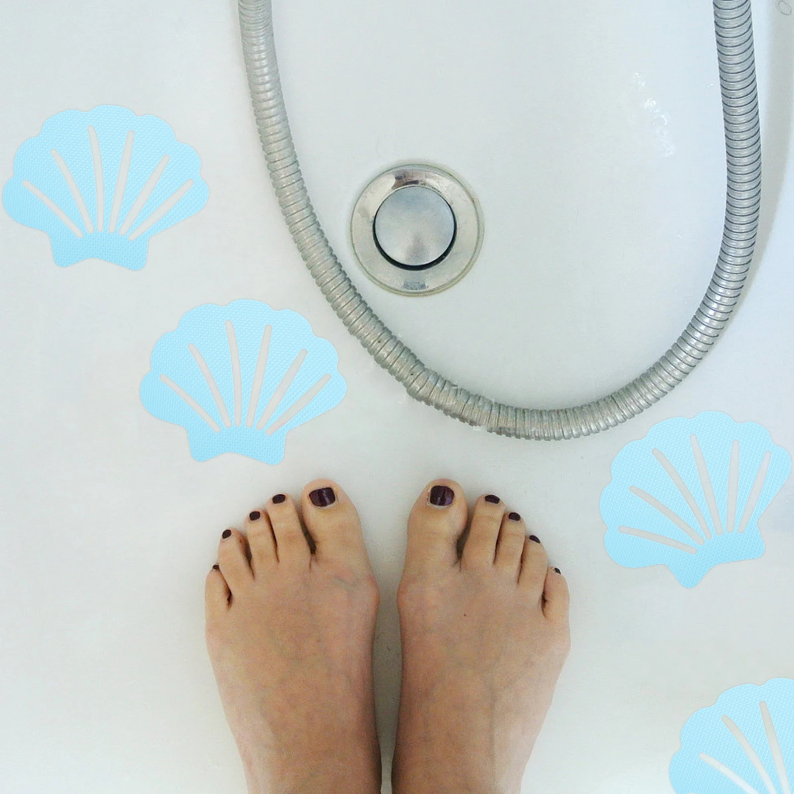 

12pcs Shell Shaped Non Slip Bathtub Stickers Waterproof Bath Anti Skid Decal for Shower Toilet Stairs Pool Blue