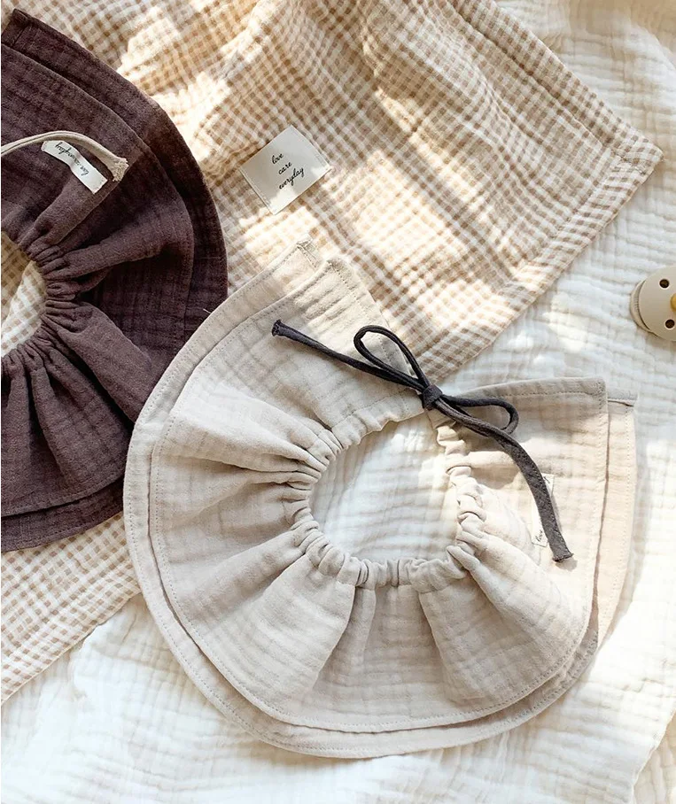 Baberos de estilo coreano para bebé, paños para eructar de doble capa, lazo de princesa para niña, bufanda con cuello de algodón, accesorios de alimentación de bebé