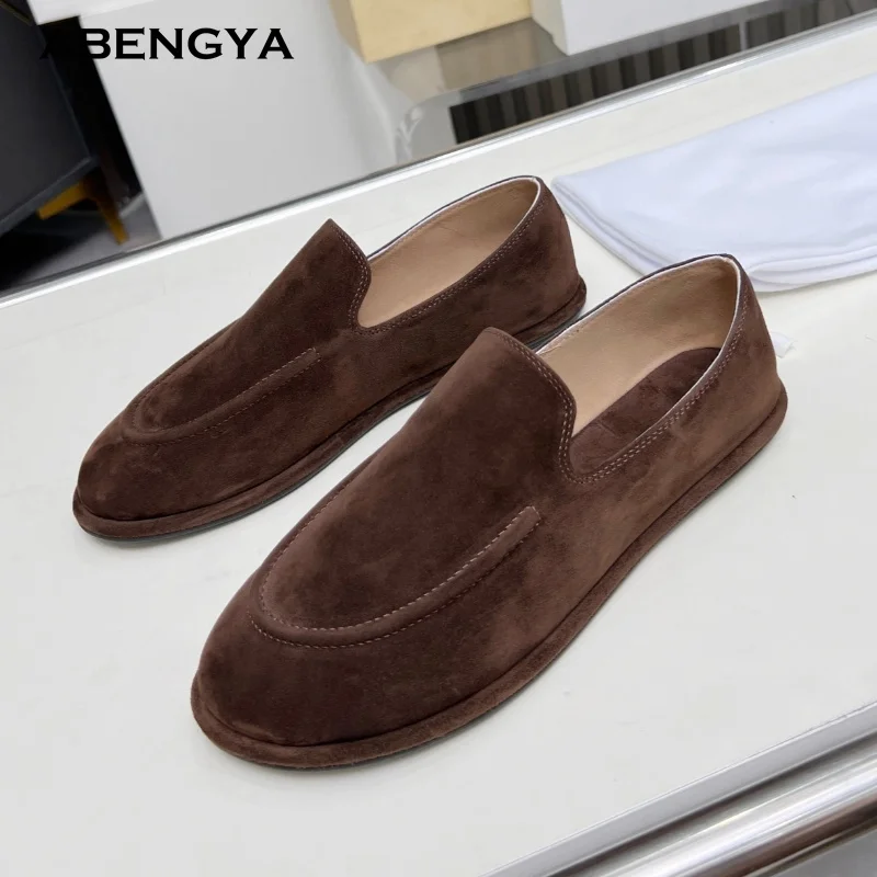 

Hot Sale brown Suede Flat Loafers Shoes Women Formal Platform Dress Shoes Autumn Casual Party Vacation Walking Fur Shoes Woman