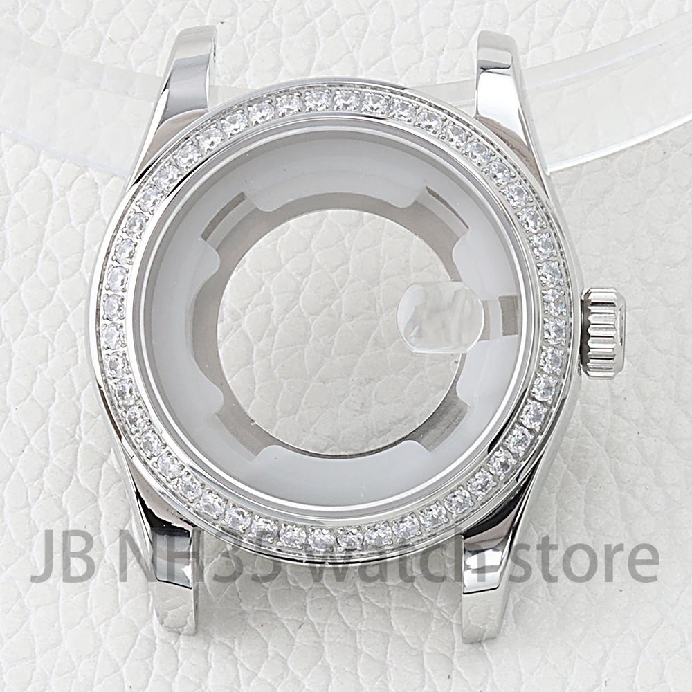 

33mm Diamond Lady's Case for nh05/nh06 Automatic Movement Solid Steel Watch Case Sapphire Crystal gold silver Rose Fit DATEJUST