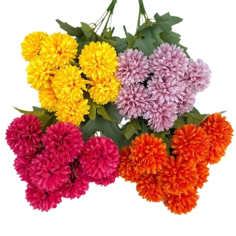 Künstliche Blumen, Seidenkugel, Chrysantheme, Zuhause, Zimmer, Tisch, Hochzeit, Brautstrauß, Dekor, Valentinstag, Outdoor, Garten, Hof, DIY-Geschenk