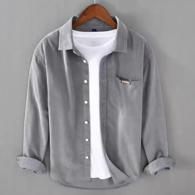 

New 2025 Men's Casual Long Sve Corduroy irt Loose Fit Wear Resistant Spring Autumn Versatile Workwear Jaet Youth Sle