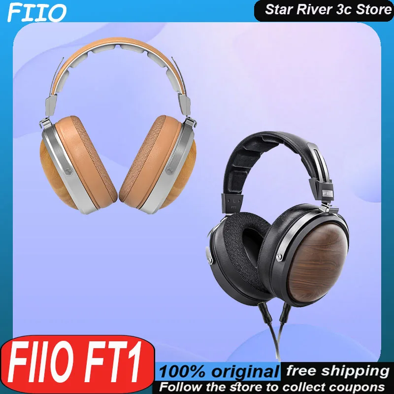 FiiO FT1 HIFI Headset head-mounted Walnut Beech Wood Earphone Game music Physical sound insulation Customized music headphones