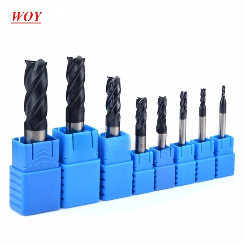 WOY Milling Cutter Hrc50 Endmill Alloy Tungsten Steel Cnc Maching  Top Milling Machine Tools For Steel 1.0mm-12.0mm