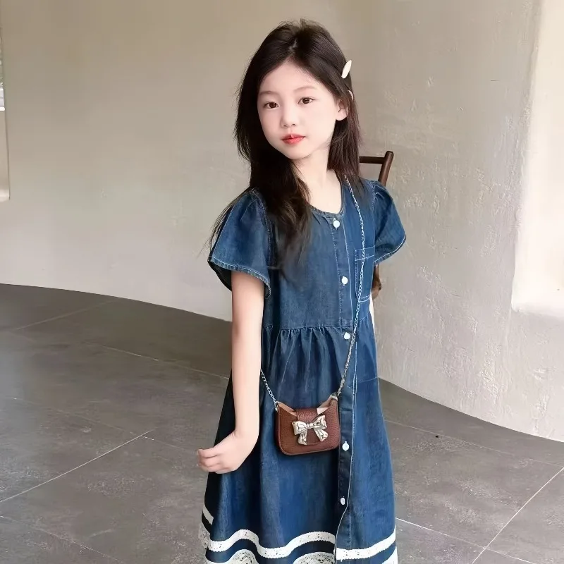 

Fashion Party Dresses for Girls Children's Dress 8 Elegant 7 6 Soft Denim Princess Skirt Casual Clothes Girl From 10 To 12 Years