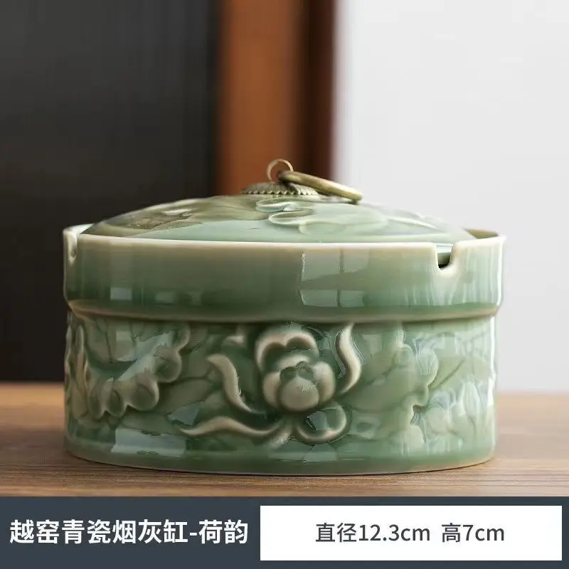 Celadon large high appearance level office living room home decoration ashproof seal ashtray with lid new ashtray