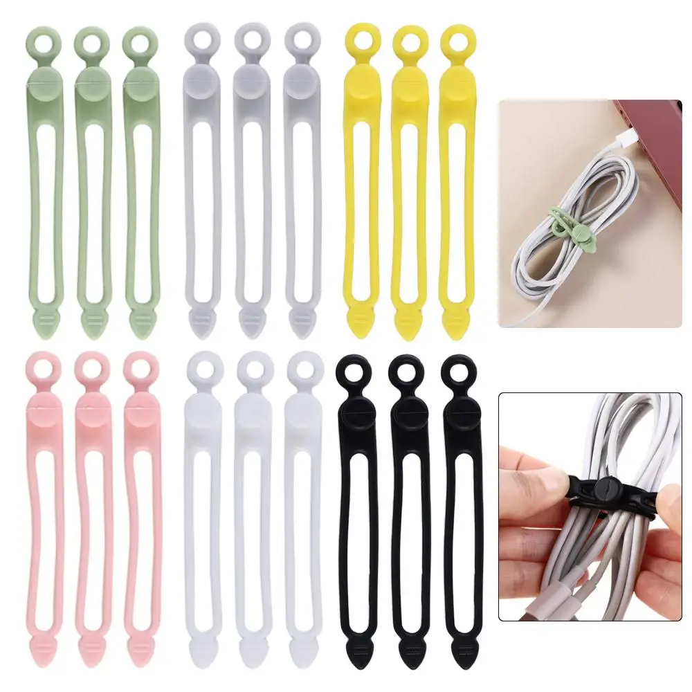 

5Pcs Elastic Silicone Cord Organizer Straps Reusable Cable Ties for Bundling Organizing Phone Cable Wire Winder Wrap Management