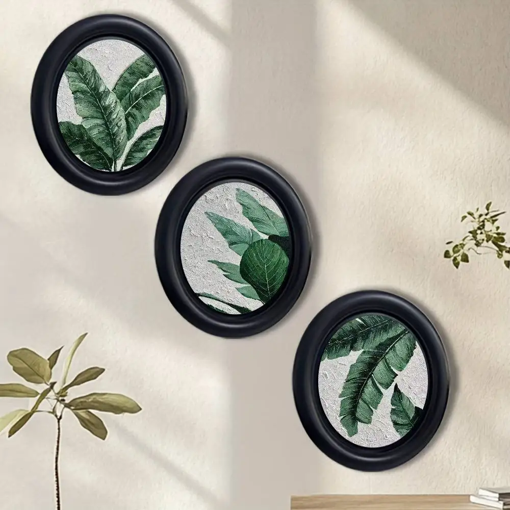 Tropical Banana Leaf Green Plant Art Wooden Elliptical Photo Frame, Perfect for Home & Holiday Decoration, Great Gift Choice