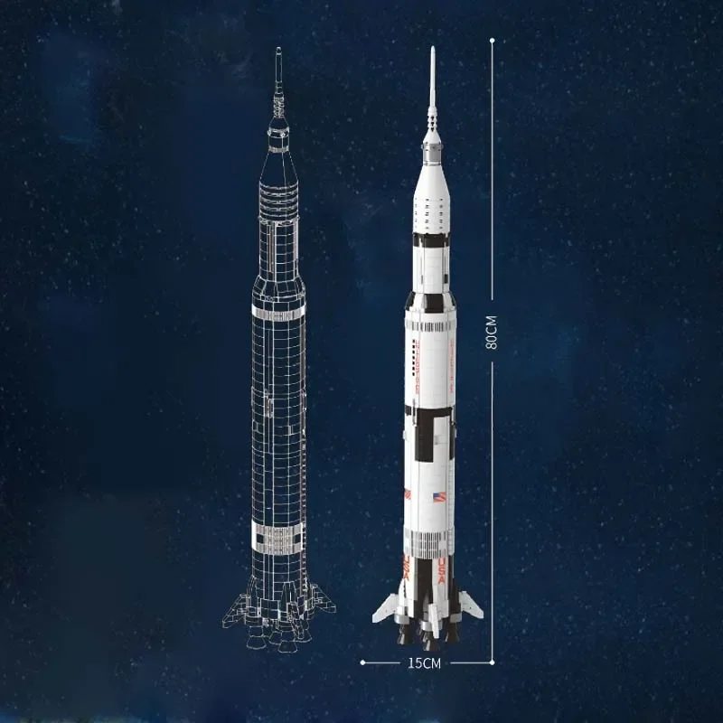 New Aerospace Apollo Saturn V Transit Tower Airplane Lunar Space Adventure Set Building Blocks City Toys Christmas Birthday Gift