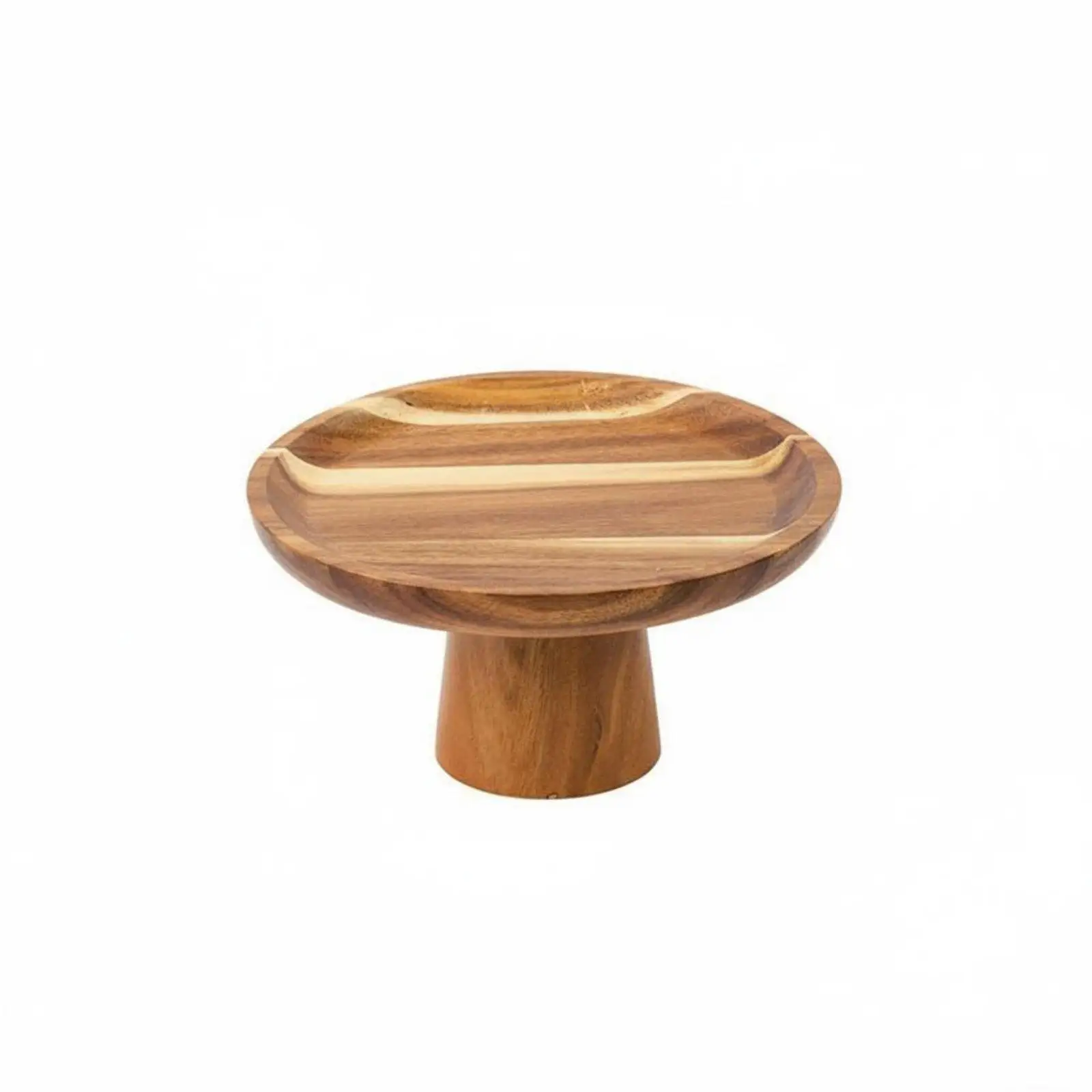 Acacia Wood Fruit Stands Versatile footed Wood Cake Plate Multifunctional Pedestal Cake Stand for Afternoon Tea, Parties,