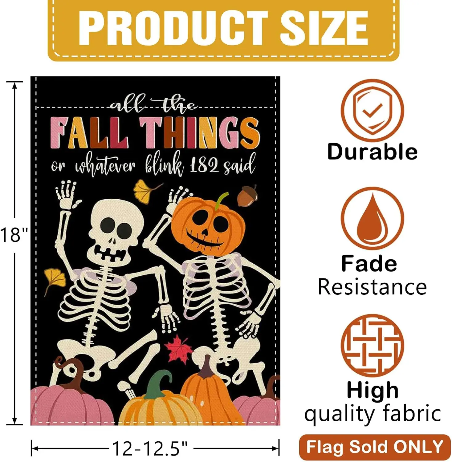 All The Fall Things Dancing Skeleton Decorative Garden Flag 12X18in