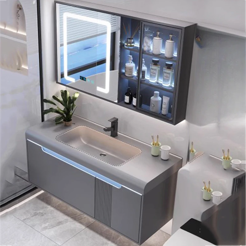 

Luxury Organizer Bathroom Cabinet Storage Portable Home Shelf Bathroom Vanity Mirror Sink Meuble Salle De Bain Furniture