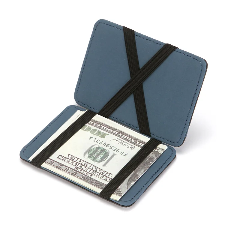 PU Leather Ultra Thin Magic Wallets for Women Men Mini Business Credit Card Holder Case Small Coin Purses Portable Clutch Bag