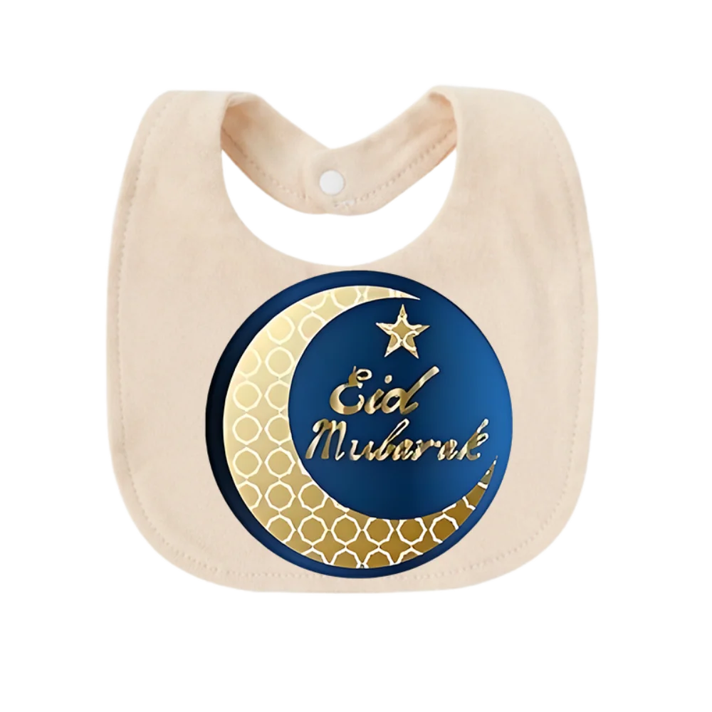 Ramadan Print Newborn Weaning Bib Double Layer Adjustable Snap Button Cute Cartoon High Quality for Muslim Baby Boy Girl